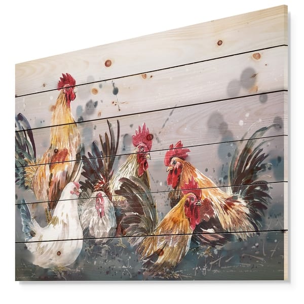 rooster painting on wood