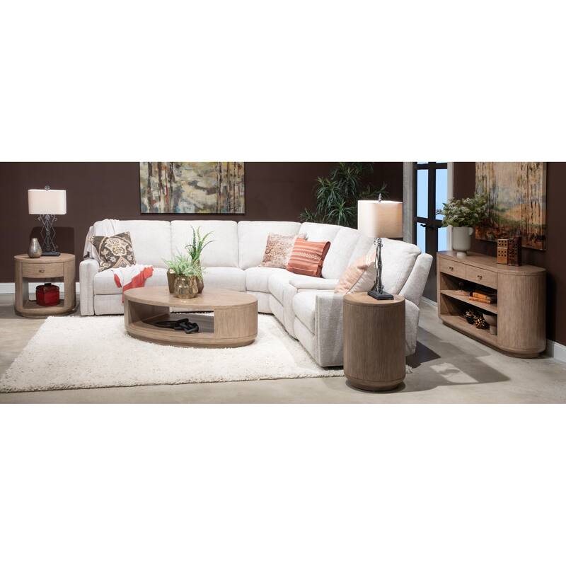 Magnussen Home Sanford Chateau Brown Oval Cocktail Table With Casters - 54''W x 34''D x 16.5''H