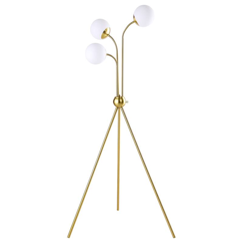Jyan Accent Floor Lamp, 3 Classic Globe Lights, Tripod Gold Metal Base