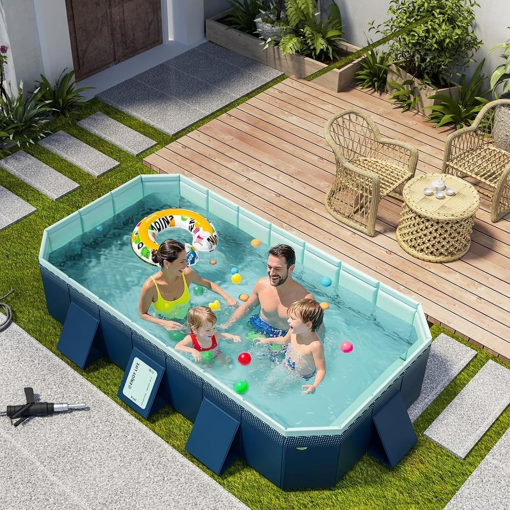 Swimming Pool w/Durable PVC Material,Easy Setup and Foldable Storage