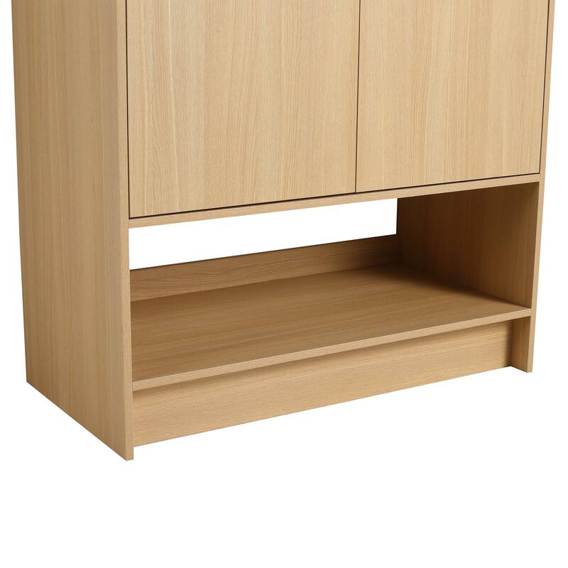 GDFStudio - Lisbon Modern Minimalist Freestanding Bathroom Vanity Cabinet with Soft Close Doors, Open Shelf, Sink NOT INCLUDED