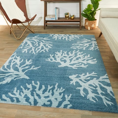 Caistor Coastal Coral Reef Pattern Tropical Area Rug