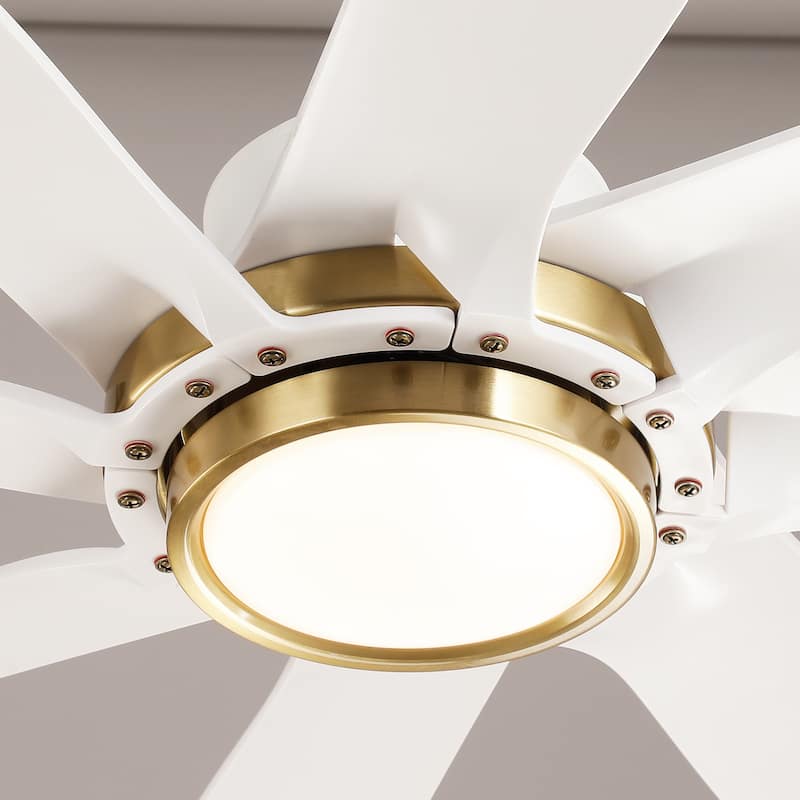 72" White Modern ABS 8-Blade DC Motor Ceiling Fan with Dimmable LED Light and Remote