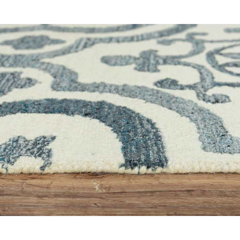 Alora Decor Neo Ivory and Blue Hand-tufted Wool Blend Rug