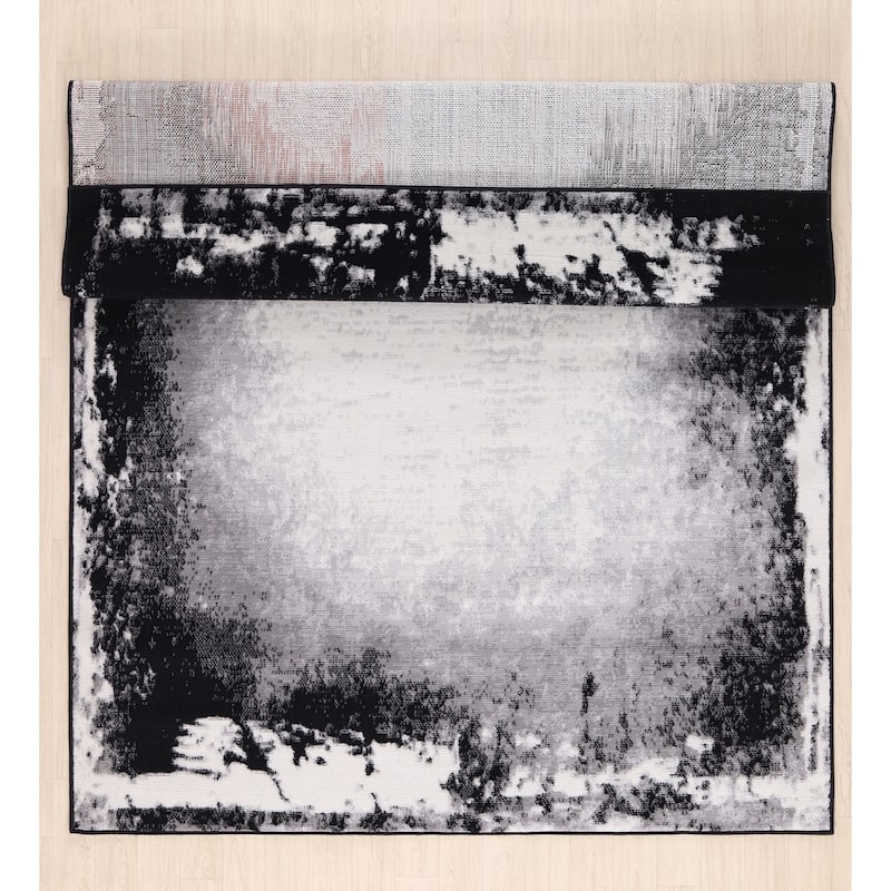 Dream Collection Abstract Moroccan Motif Black and Grey Rug