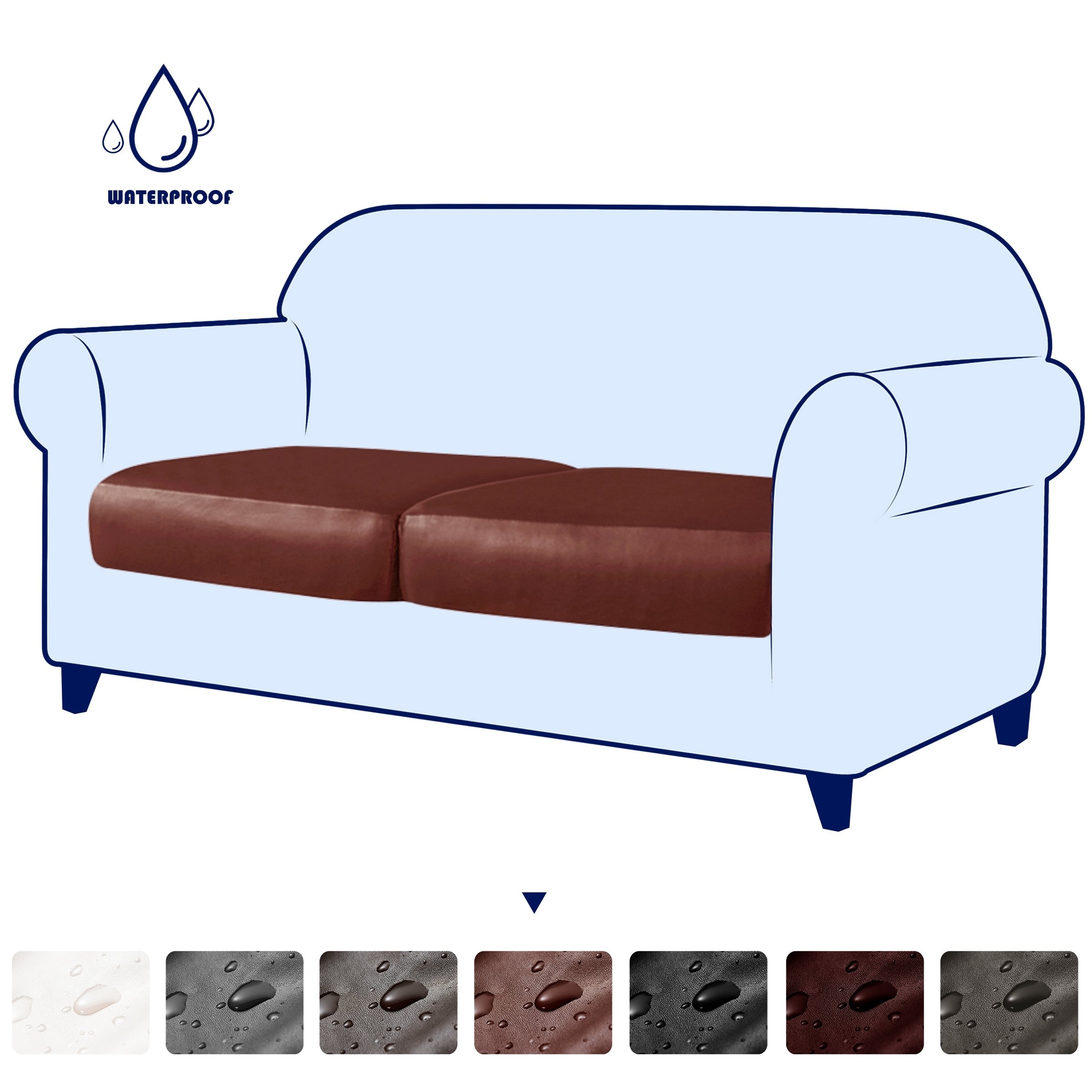 Subrtex Stretchy Water Proof PU Individual Sofa Cushion Covers Outdoor Indoor Sofa 3 seater Taupe