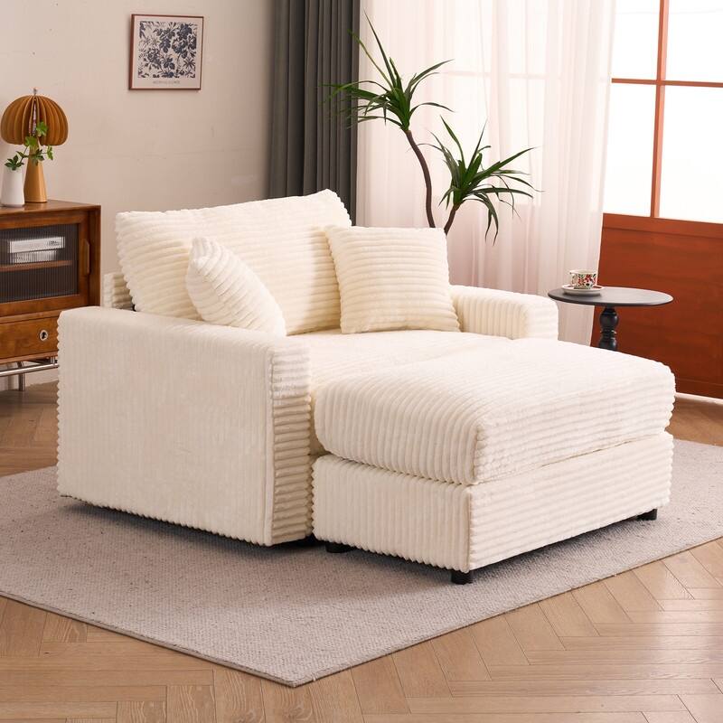 56.30" Single Sofa Chair, Independent Ottoman