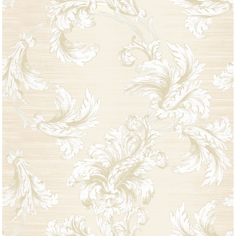 Seabrook Designs Vesper Acanthus Unpasted Wallpaper - 20.5 in W x 33 ft. L - Metallic Tan