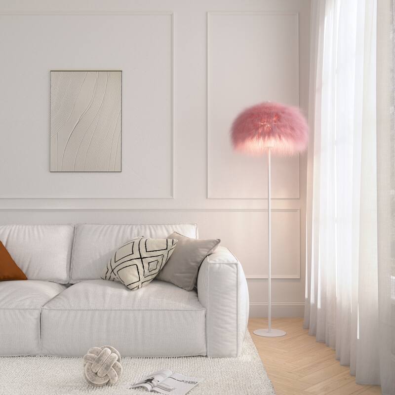 Acroma 63" Feather Shade Floor Lamp - 1-light