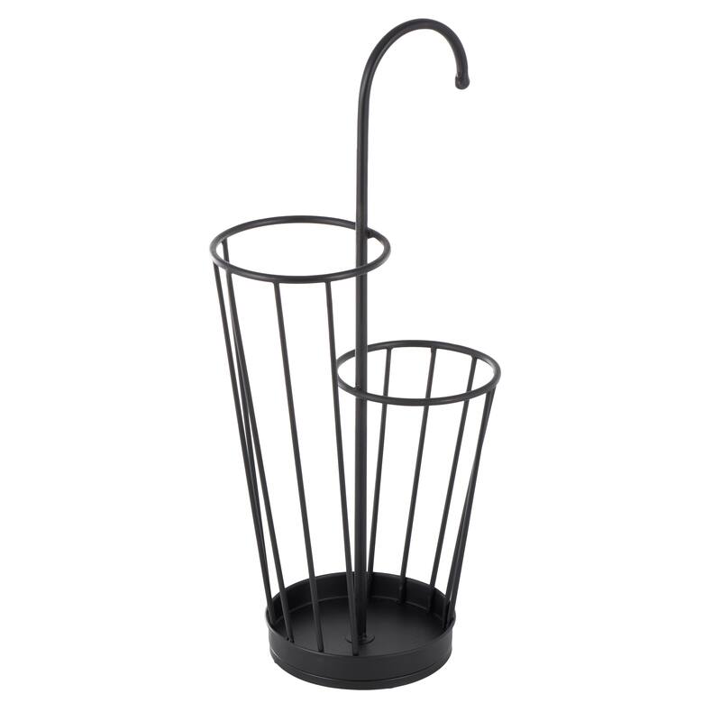 Gold or Black Metal 2 Section Umbrella Stand with Umbrella Shaped Handle