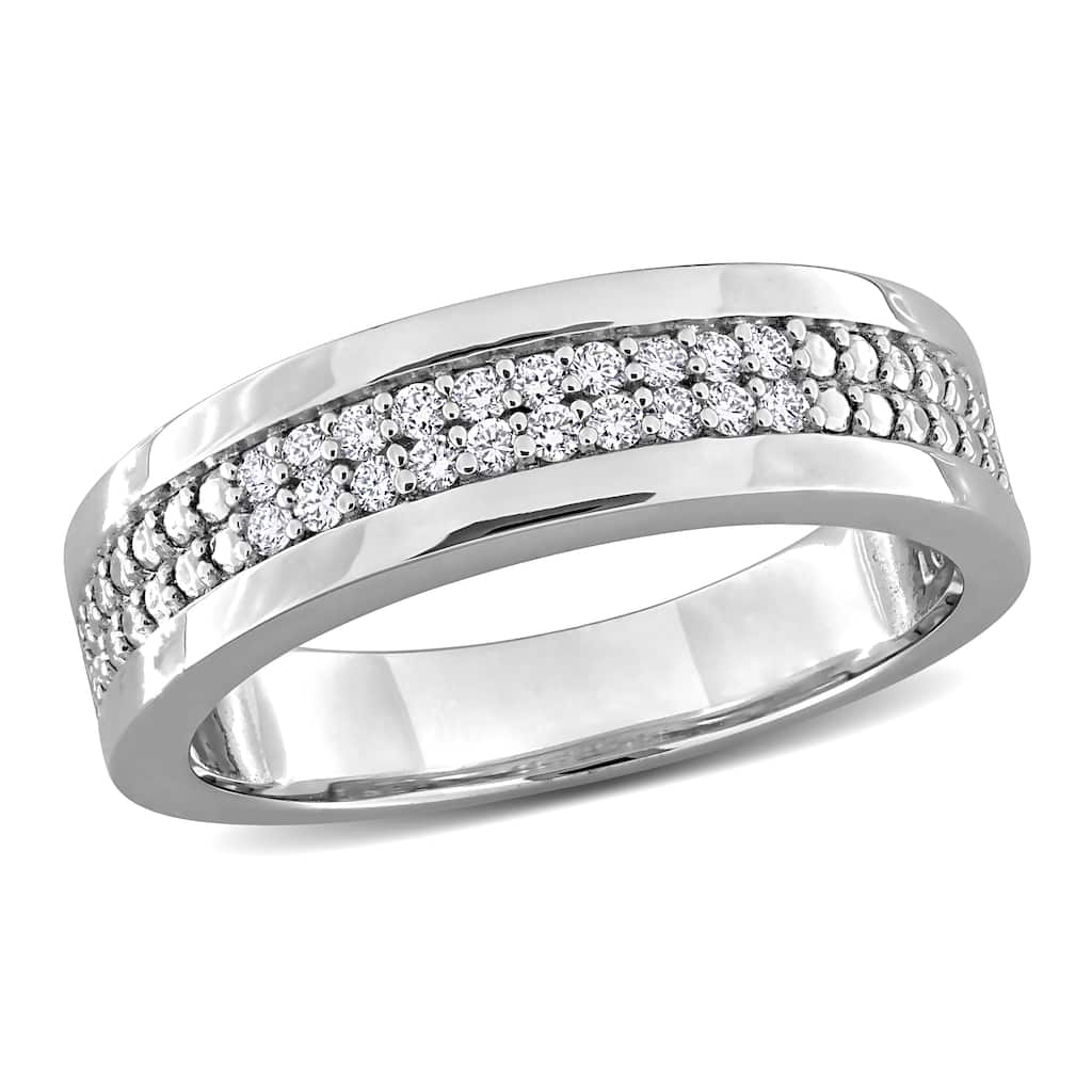 Miadora Men's 1/5ct TW Lab-Grown Diamond Double Row Anniversary Band Ring in Sterling Silver