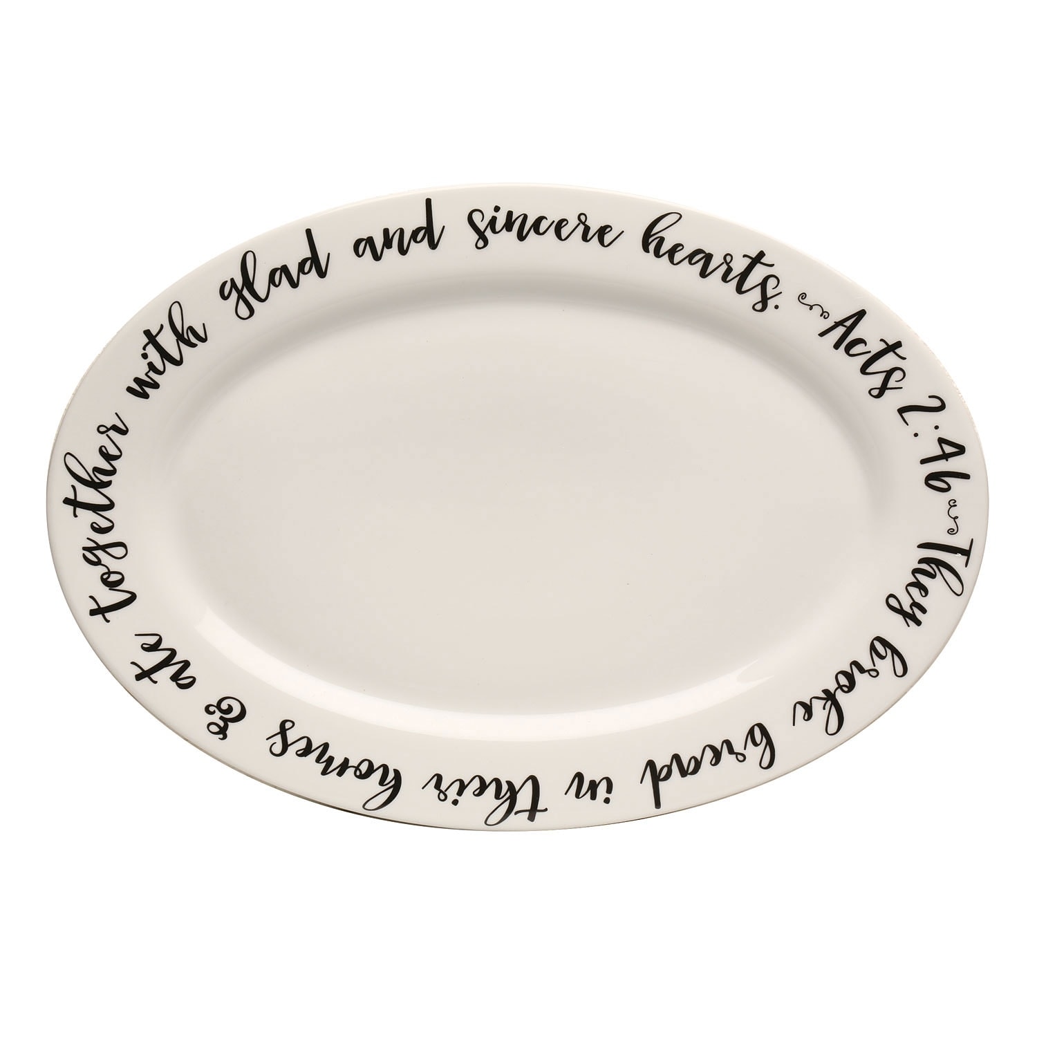 Shop Black Friday Deals On Oval Serving Platter Ceramic Biblical Verse Quote They Broke Bread Act 2 46 Overstock 19891196