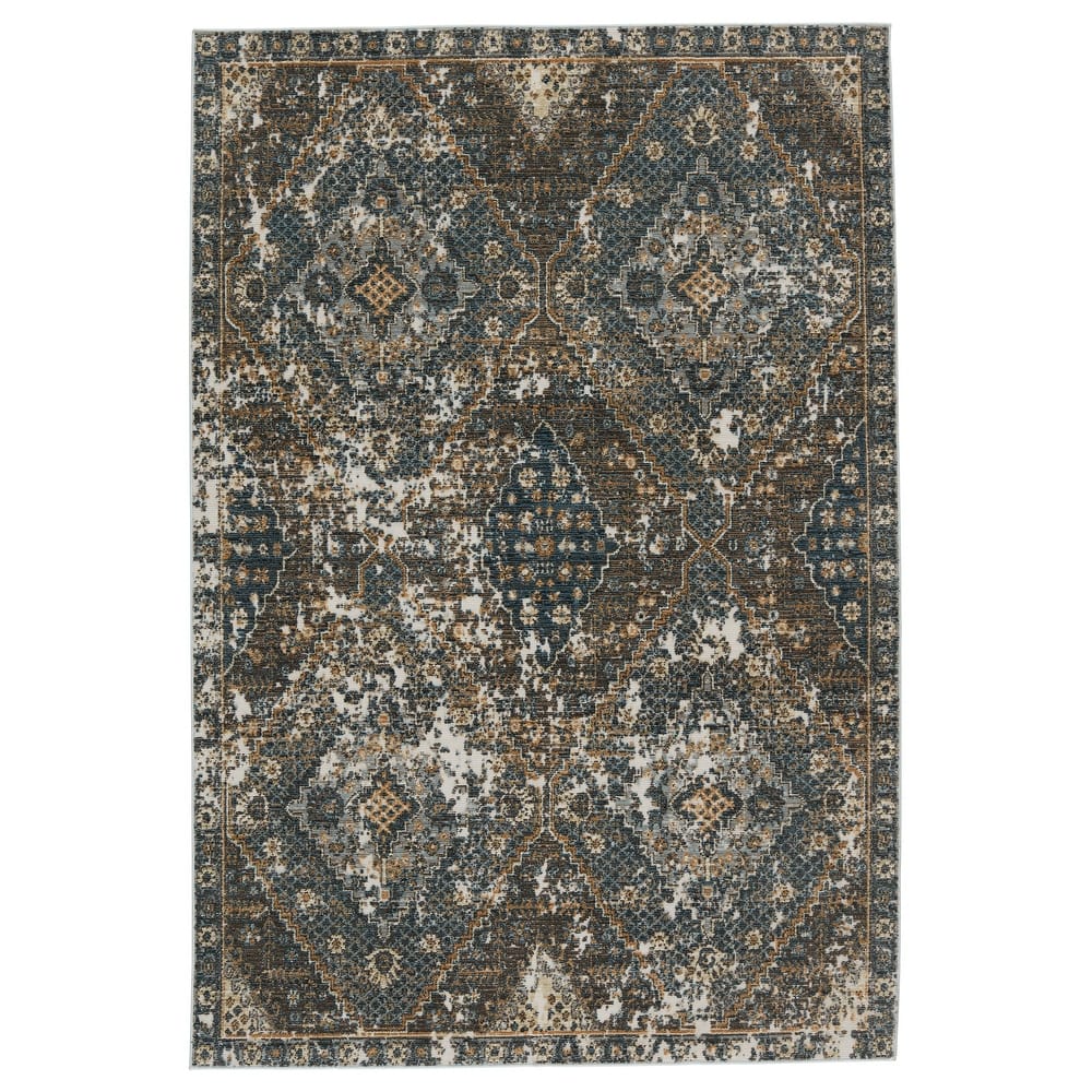 Julia Indoor/ Outdoor Medallion Blue/ Gold Area Rug