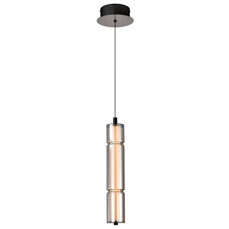 Evander LED 16 Inch Mini Pendant Matte Black Finish Smoked Glass - Matte Black