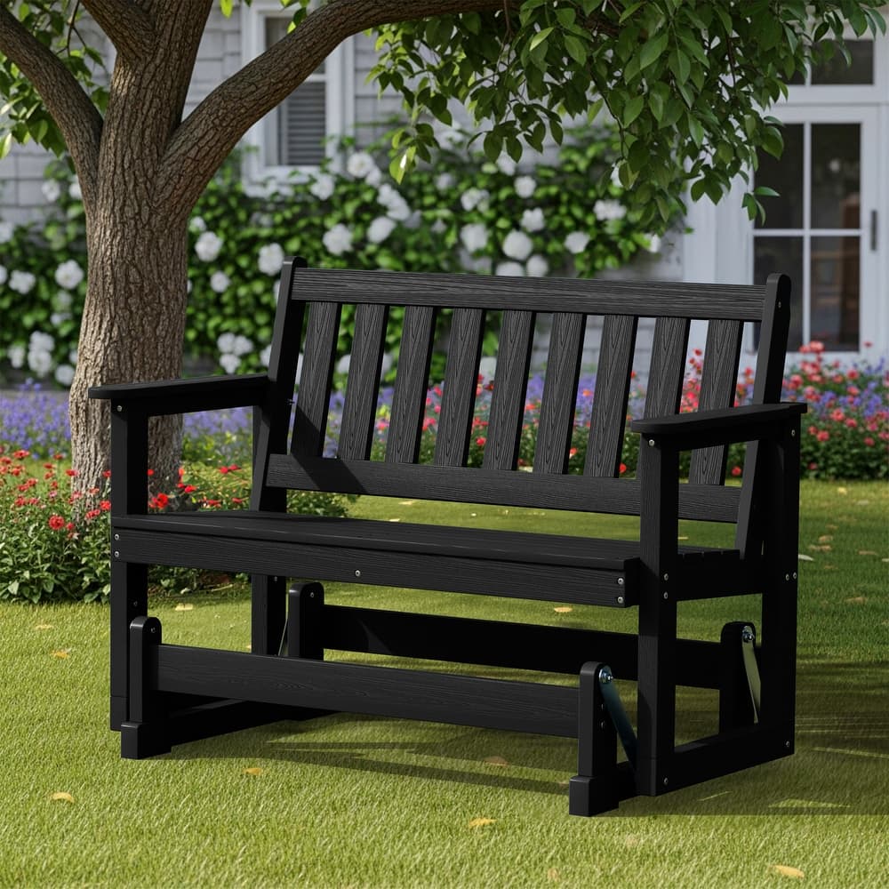 Outdoor Patio HDPE Glider Bench, Garden Rocking Bench