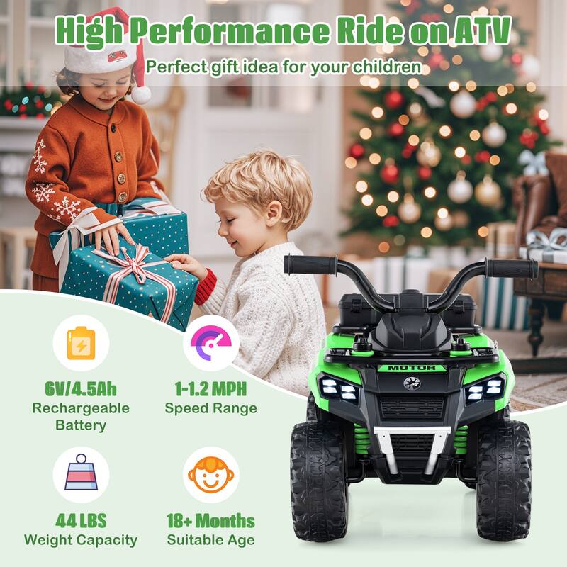 Gymax 6V Kids Ride On ATV w/ Music & Spray Function USB Port Storage