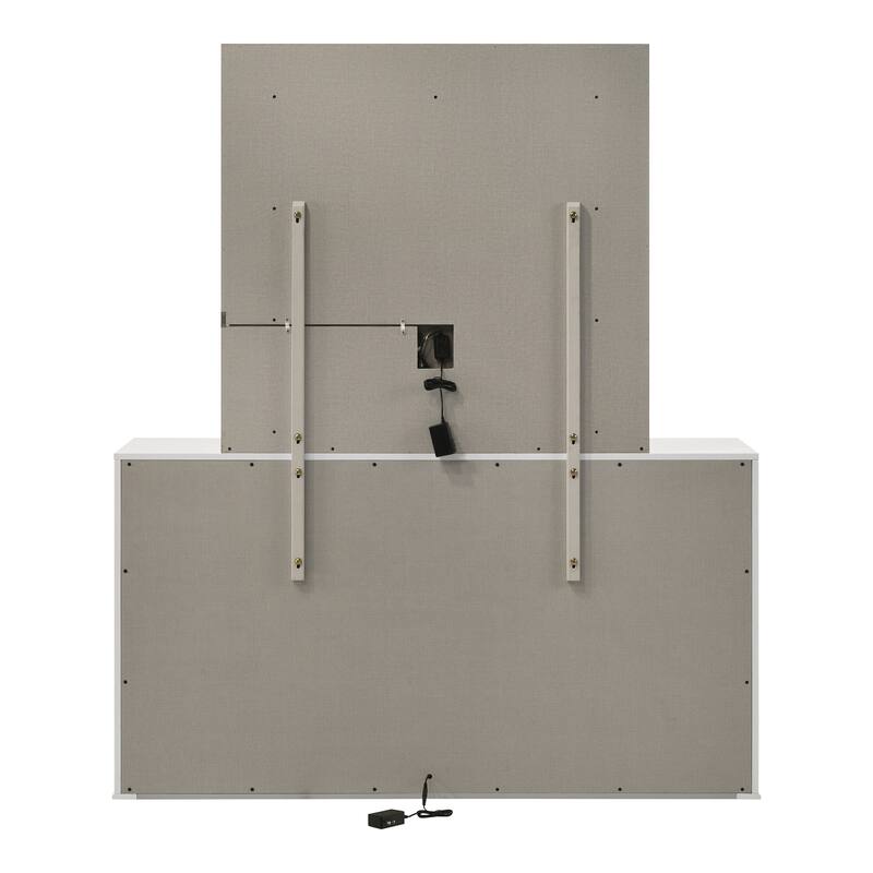 Furniture of America Andrea Modern 2-Piece White 6-Drawer Dresser and Mirror Set with LED Accent Lighting