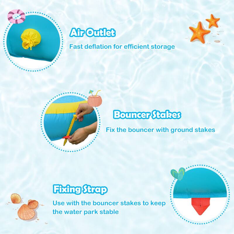 Gymax Inflatable Mighty Water Park Bouncy Splash Pool Climbing Wall