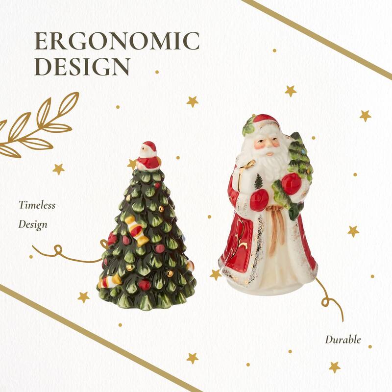 Spode Christmas Tree Napkin Holder with Salt and Pepper Set - 5.3" L x 5.3" W x 7" H