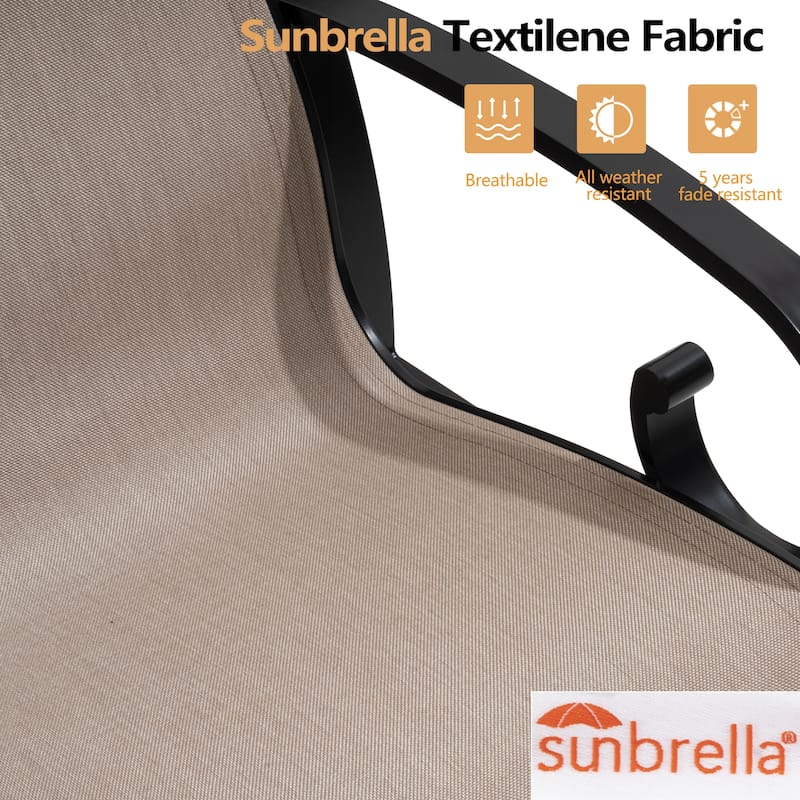 Outdoor Aluminum Patio Swivel Dining Chairs with Sunbrella Fabric