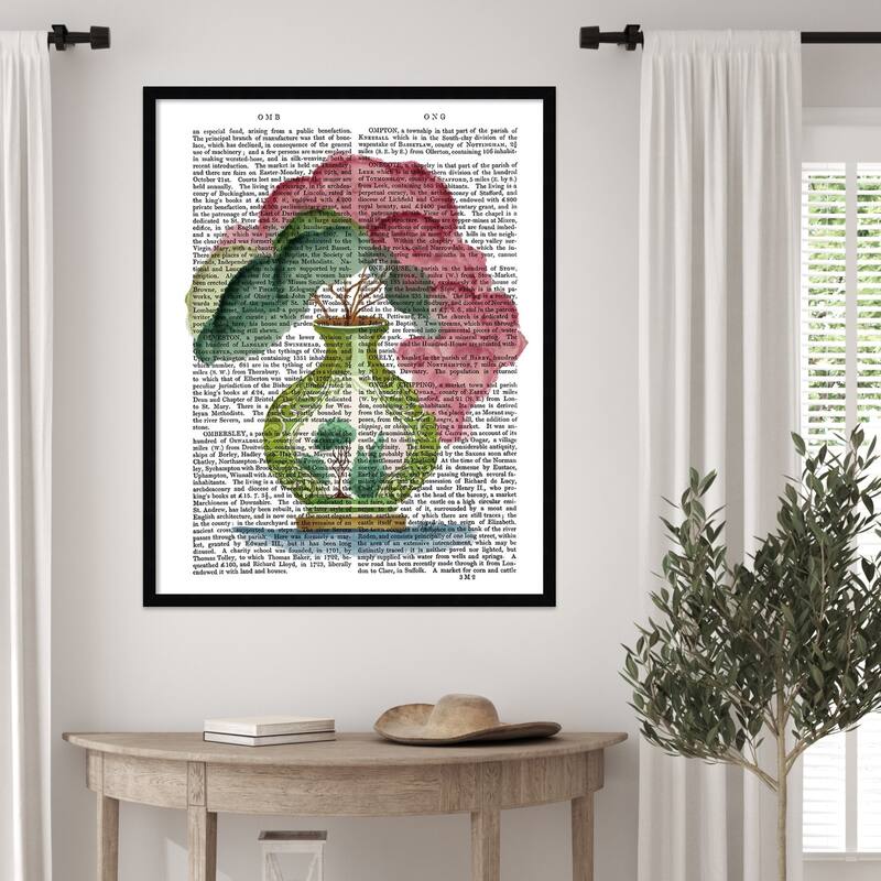 Pink Green Vase No. 3 by Fab Funky Wood Framed Wall Art Print