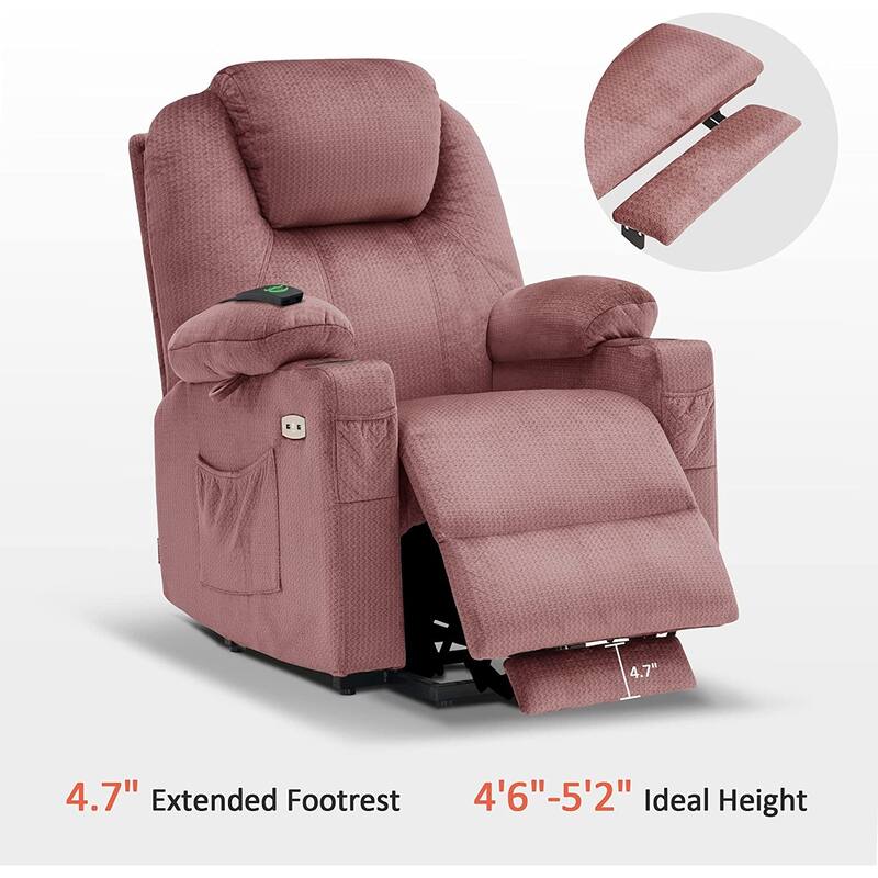 MCombo Small Power Lift Recliner Chair Sofa with Massage and Heat, 3 Positions and USB Ports Extended Footrest, Fabric 7141