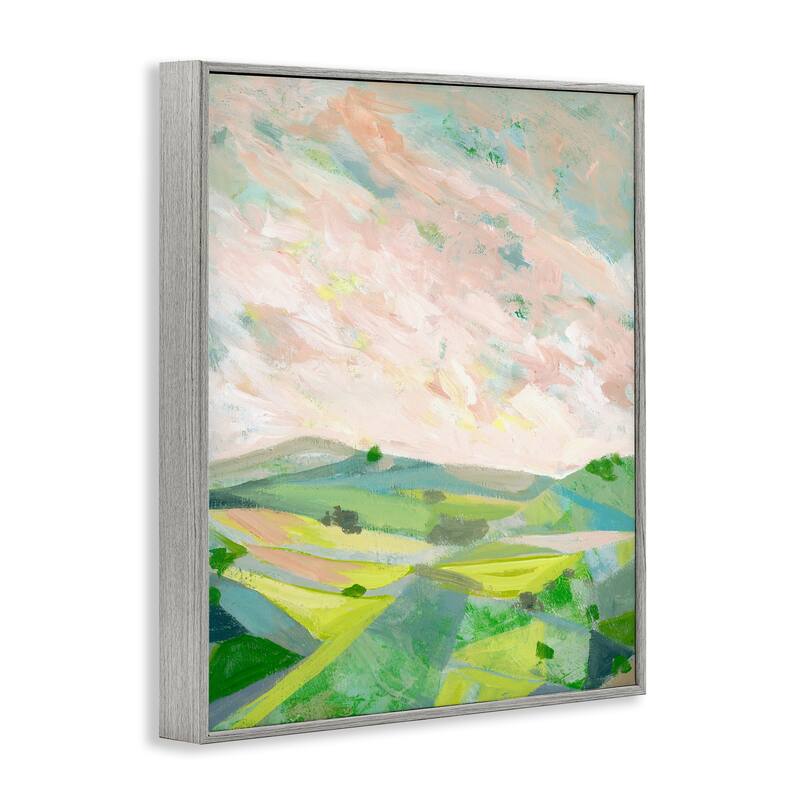 Stupell Vibrant Green Hills Landscape Framed Giclee Art Design By Ashley Davis