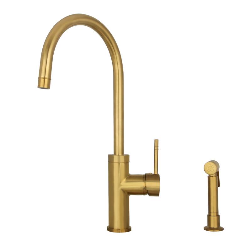 One-Handle Widespread Kitchen Faucet with Side Spray - Brushed Gold