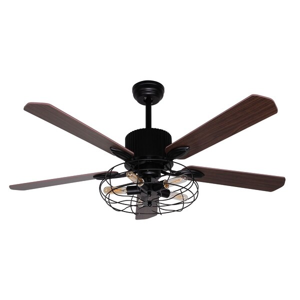 Shop 52-inch Brown Wood 5-Blades Cage Ceiling Fan with ...
