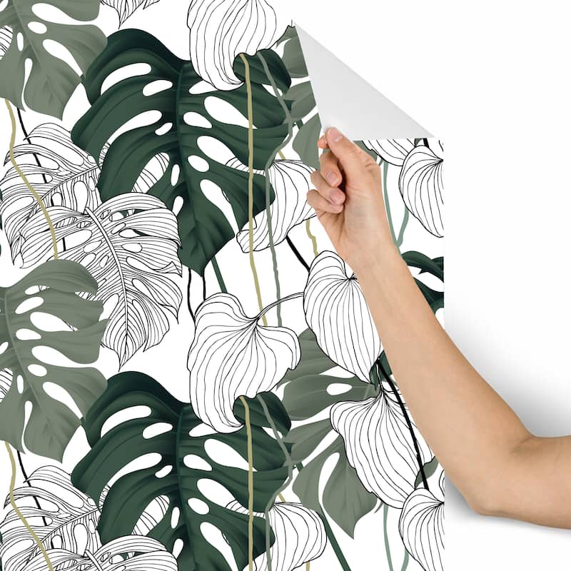 Hibiscus Tropical Flowers Removable Wallpaper - 10'ft H x 24''inch W