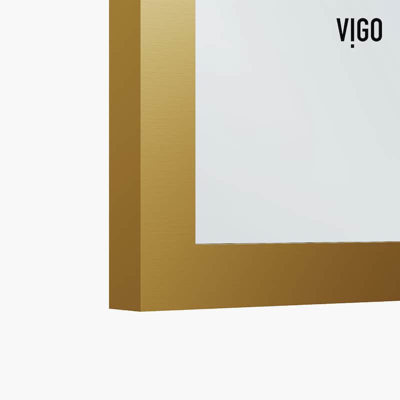 VIGO Essex 34" W x 74" H Framed Fixed Shower Screen - Matte Brushed Gold