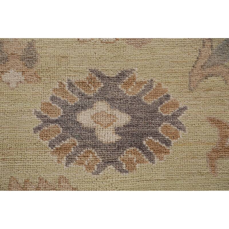 Hand Knotted Oriental 100% Wool Carpet Transitional All-Over Green Oushak Area Rug - 10' 3'' X 8' 7''