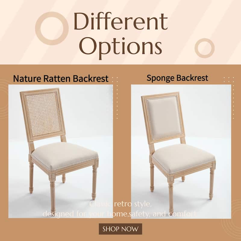 French Country Wire Drawing & Carving Techniques Dining Chairs with Backrest (Set of 2)