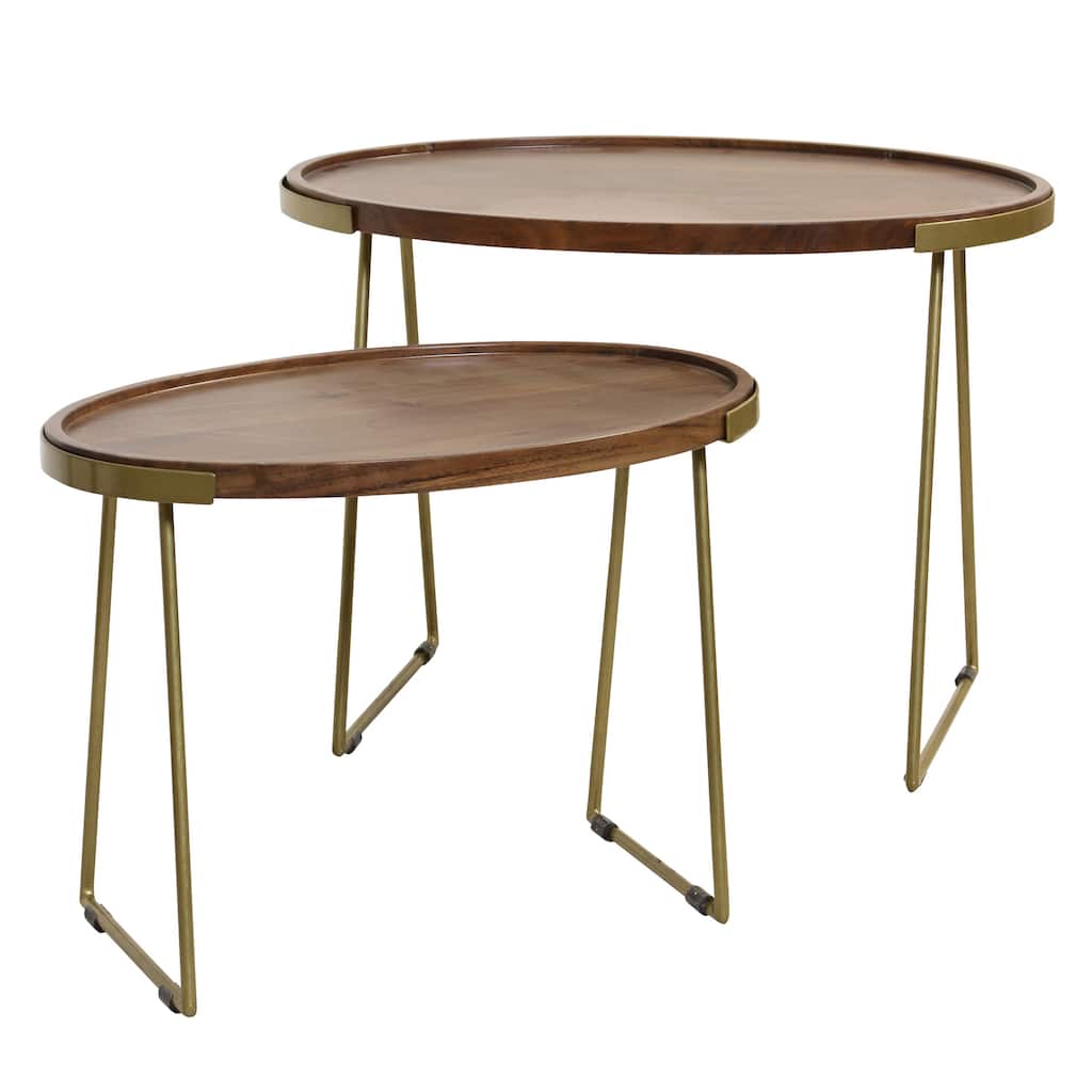 StyleCraft Atelier Nesting Accent Table - Honey Brown & Warm Gold - Set of 2