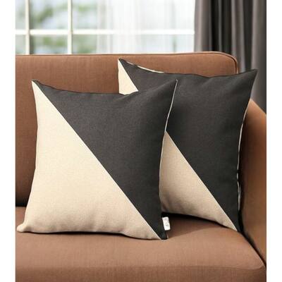 HomeRoots Set Of Two 18" X 18" Black And Grey Polyester Geometric Zippered Pillow