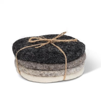 Set Of 4 Assorted Shades Of Gray Round Coasters