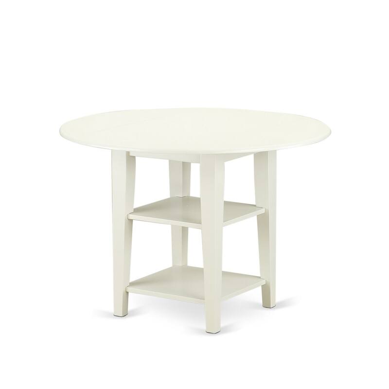 5-Piece Linen White Finish Solid Wood Top - Dining Room Set - Seats 4