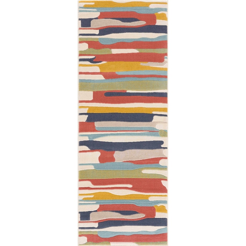 Hauteloom Means Living Room, Bedroom Area Rug - Black, Charcoal, Peach - 2' x 3'