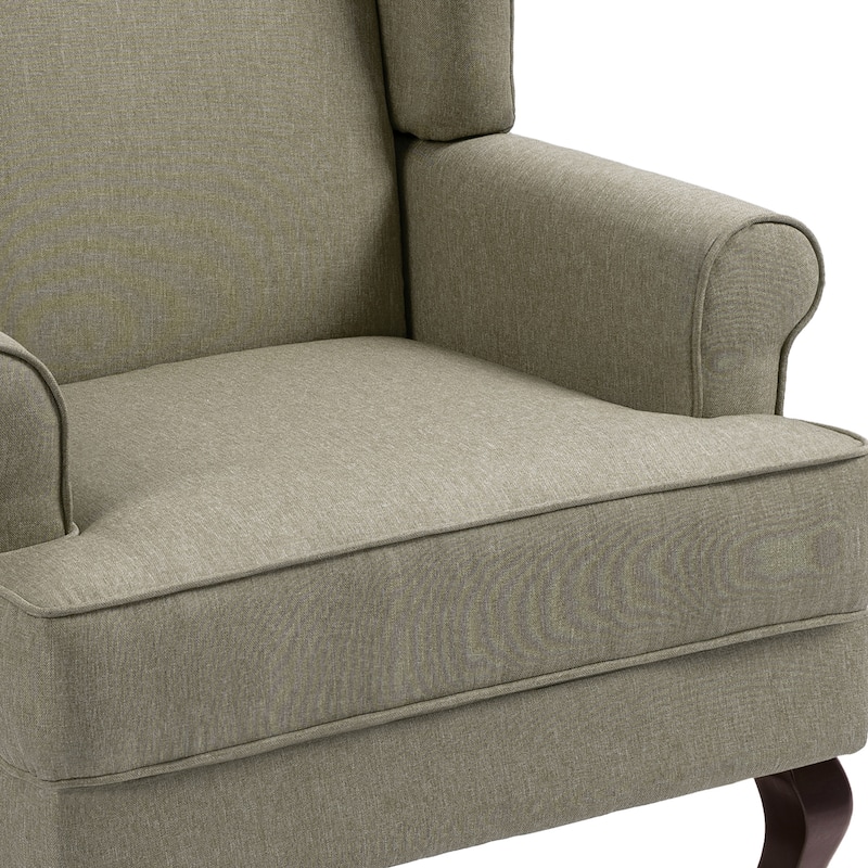 31" W Modern Upholstered Linen Wing Back Accent Chair with Rolled Arm