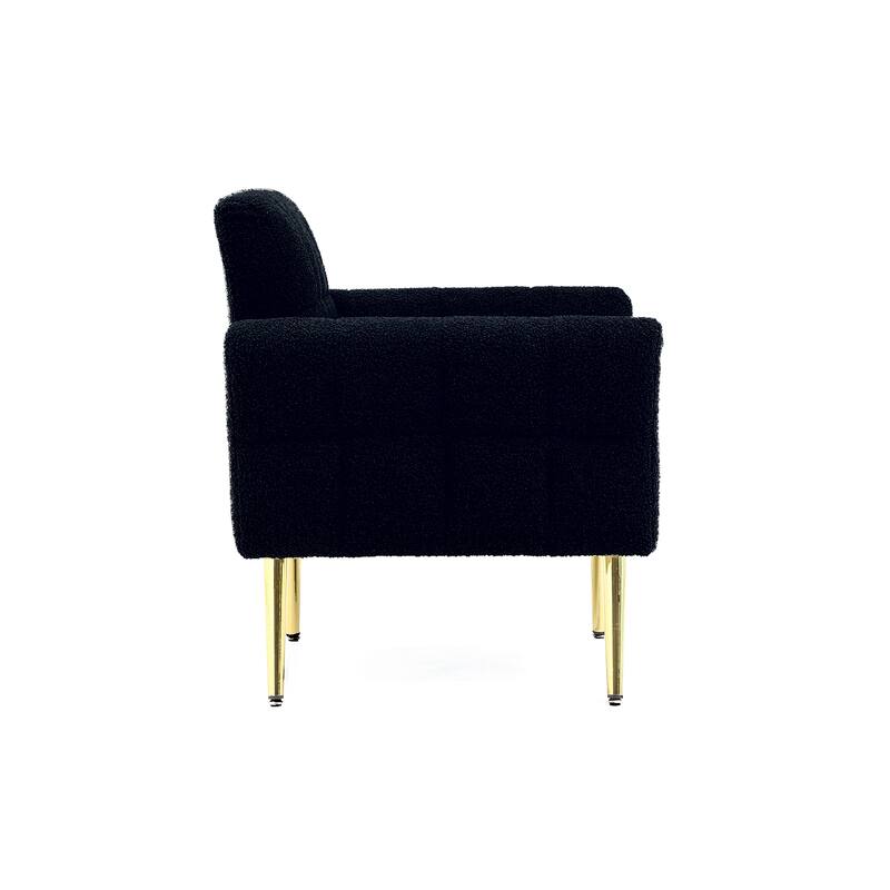 Modern Accent Chair Living Room Armchair Tufted Reading Chair, Black