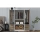 preview thumbnail 11 of 10, Freestanding Wardrobe Closet Cabinet with Hanging Rods & 4 Drawers, 6-Doors Wooden Clothes Storage Cabinet Bedroom Armoire