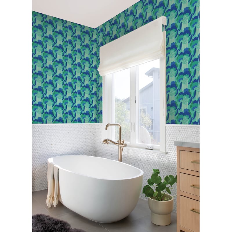 Megan Carter Retro Esme Aqua Peel and Stick Wallpaper