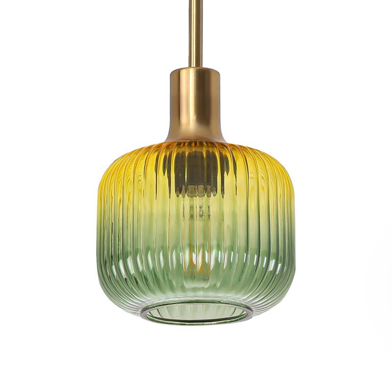6" Wide Vintage 1-light Green Glass Pendant Light