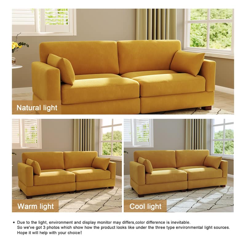 Modern Corduroy Modular Couch Sectional Sofa With Pillows