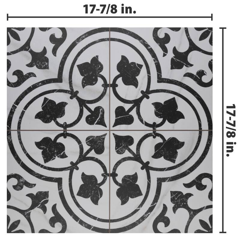 Merola Tile Merzoni Ornate Marquina 17-7/8" x 17-7/8" Porcelain Floor and Wall Tile