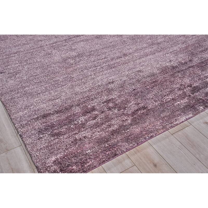 Exquisite Rugs Plush Hand-Knotted Bamboo Silk/New Zealand Wool Deep Mauve Area Rug