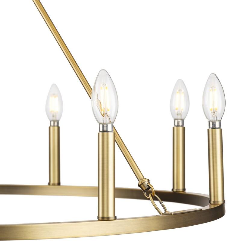 Gilliam Collection Nine-Light Vintage Brass New Traditional Chandelier - 35.5 in x 35.5 in x 26.5 in