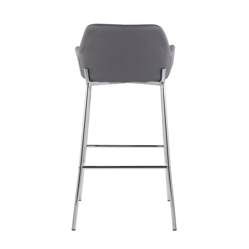 Silver Orchid Galotti Chrome Fixed-Height Upholstered Bar Stool - Set of 2