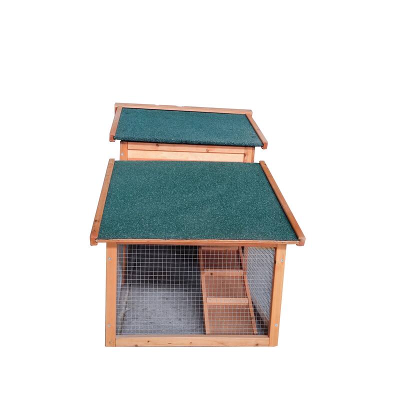 2-layer Wooden Rabbit Hutch Chicken Coop with Doors