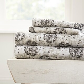 Home Collection Premium Ultra Soft Indigo Flowers Pattern 4 Piece Bed Sheet Set 